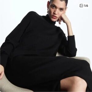 COS Black Knit 100% Wool Turtleneck Sweater- Size L